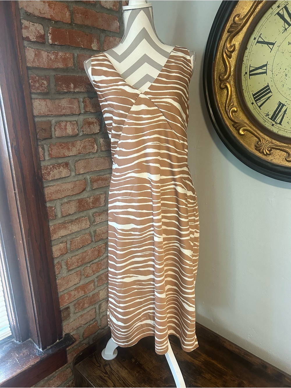 A New Day • Silky Zebra Print Midi Dress